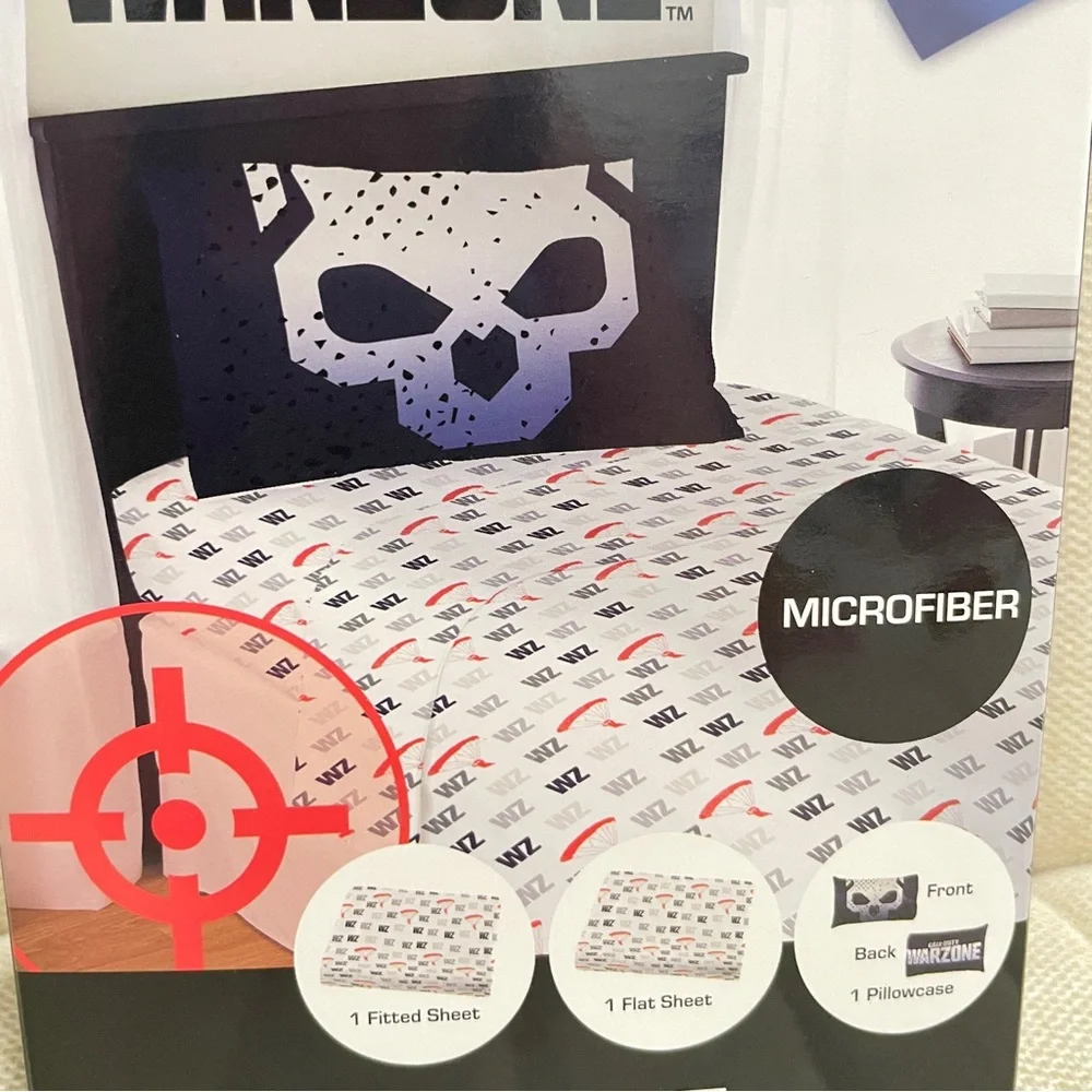 NEW Call of‎ Duty Warzone Twin Sheet Set 3 Piece Microfiber Bedding Skull Logo